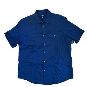 Alfani Men’s Short Sleeve Button Down Shirt in Navy Size Large